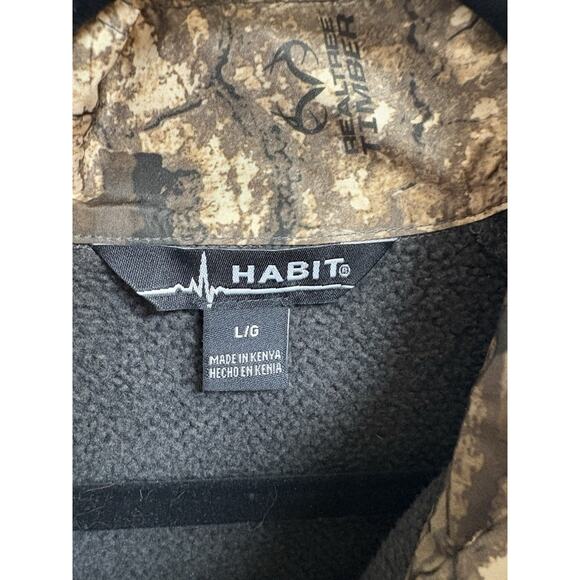 Habit Men's L Realtree Timer Magnet 1/4 Zip Pullover Gray Camo Hunting Fleece - Picture 5 of 7